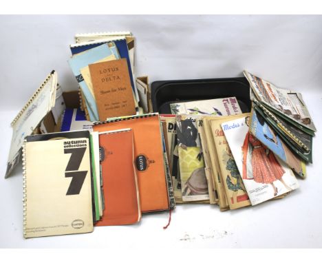 A collection of vintage French fashion magazines and 1950s/60s fashion brochures