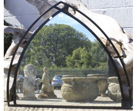 A modern Next Home black painted wall mirror. H92cm 