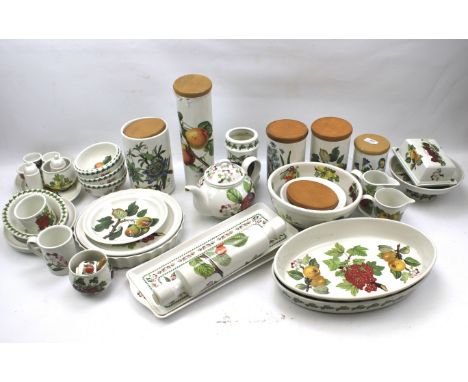 An extensive collection of Portmeirion ceramics. Including a teapot, spice tins, jugs, bowls, pastry cases, eggcups, etc, all