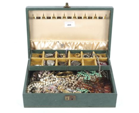 An assortment of vintage costume jewellery and other items. To include a Siam Sterling silver enamel brooch, silver propellin