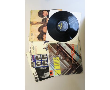 The Beatles vinyl LP records including "Please Please Me" PMC 1202 (5th press), "With the Beatles" MONO PMC 1206, "A Hard Day