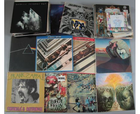 50+ Vintage LP records in Gd/VG condition including Pink Floyd Dark Side of the Moon, Genesis, The Beatles, Moody Blues, Fran