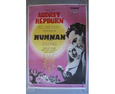 Audrey Hepburn film posters including "The Nuns Story" Swedish 28 x 39.5 inch, "Roman Holiday" Swedish, "Boy on a Dolphin" sm