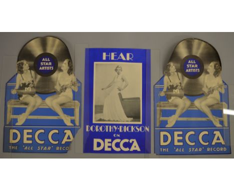Decca vintage record label advertising posters 11x17" rolled various conditions. plus one folded for Columbian records. (20 p