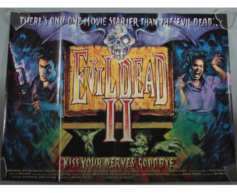 Evil Dead II 1987 Original British Quad film poster with Graham Humphreys art, directed by Sam Raimi, 30 x 40 inch, folded. (