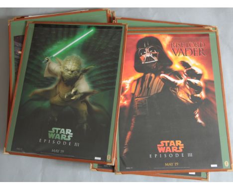 17 Selwyn browser sleeves measuring 18 x 23 inches each filled with posters including Star Wars Episode III Yoda, Storm Troop