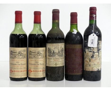 2 bts Ch, La Gorre Médoc 1964 Dourthe Frères Label lms/ms, vsl bs 1 bt Ch. La Tour Prignac 1976 Médoc Grand Cru Bourgeois  lm