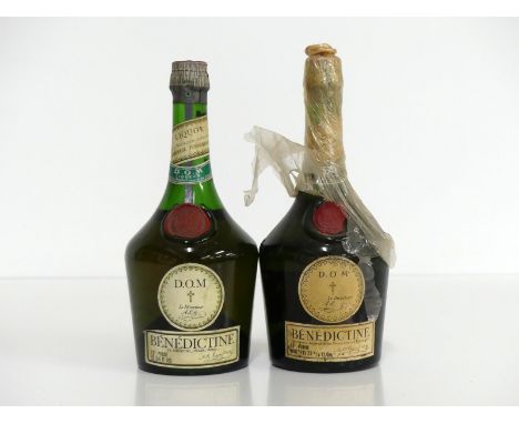 2 23¾ fl oz bts Dom Benedictine 73° proof believed 1960's bottling, chipped wax button