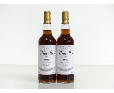 2 bts Macallan 1989 Single Malt Scotch Whisky 1989 bottled 2010 at cask strength 54.6% Private Owners bottling