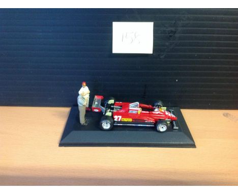 Motor Racing Model Gilles Villeneuve Ferrari Formula One 1982 1. 43 scale model. Good Condition. All signed pieces come with 