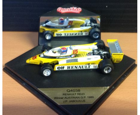 Motor Racing Model J. P Jabouille Renault RE23 Australian G. P winner 1980 1. 43 scale model. Good Condition. All signed piec