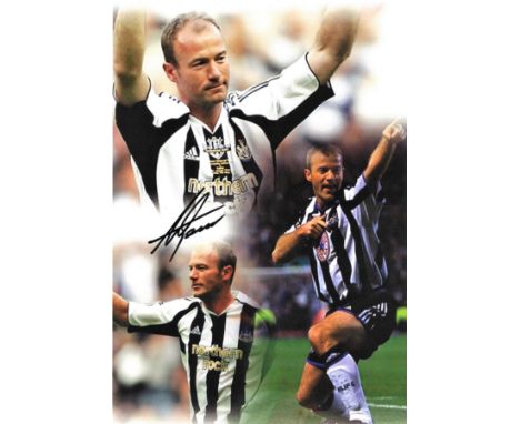 Football Alan Shearer signed 18x12 colour montage photo. Alan Shearer, CBE, born 13 August 1970 is an English retired footbal