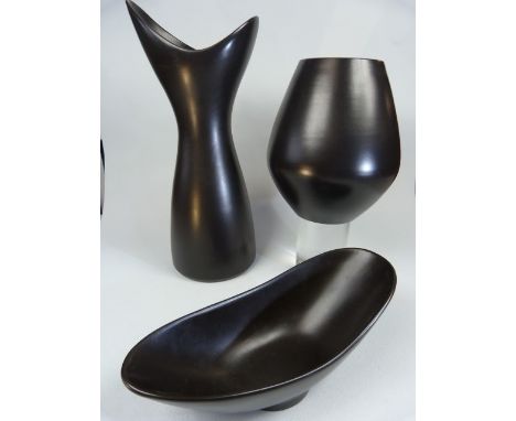 Poole Pottery Freeform vases in black. 
