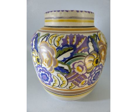 Large Art Deco Poole Pottery vase 27cm high in Polychrome decoration. Paintress EW