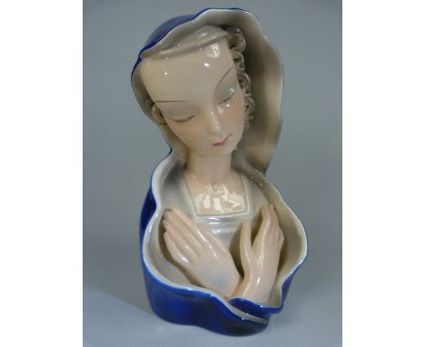 Art Deco large Goldscheider bust of Madonna approx 27cm high