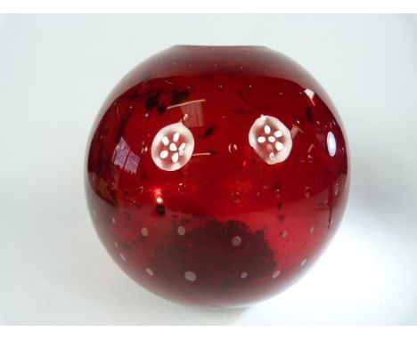 Whitefriars Controlled bubble vase in Ruby Red Approx height - 18cm. 