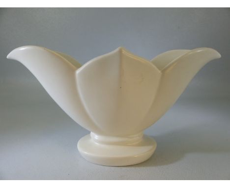 Fulham Pottery Vase designed by Constance Spry 1950's of flared form in a white glaze. 