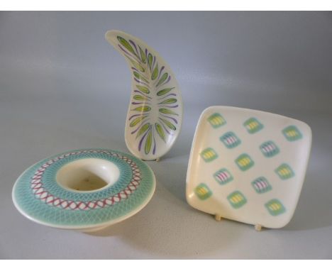 Poole Pottery Freeform trinket pieces. To include a Candle Holder and two other pieces 