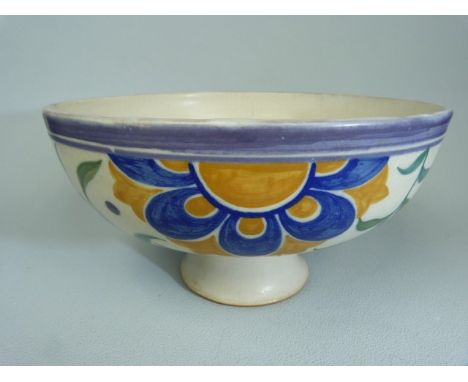 Poole Pottery Art Deco footed bowl in the OT pattern. 