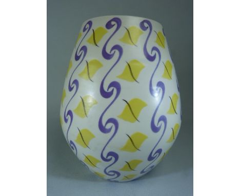 1950'S Poole pottery Free form vase 'Scrolls' Pattern (HZU). Shape no 716. 