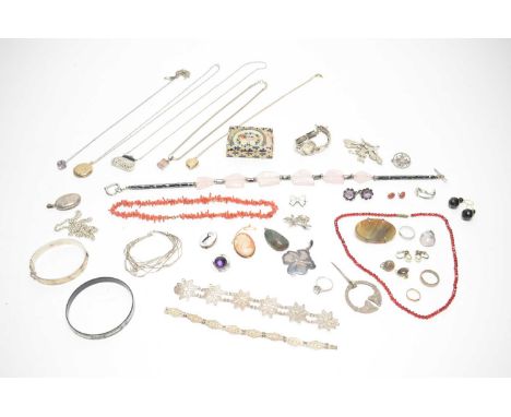 A selection of silver and other jewellery, some of Scottish design, marcasite set, enamel; and other items. 