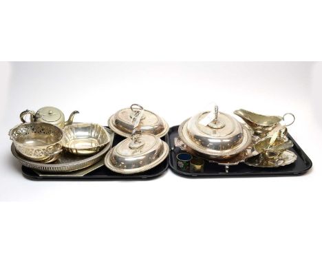 A collection of 19th Century and later silver-plated wares, including: a Victorian oval entree dish with cover, by Walker &am