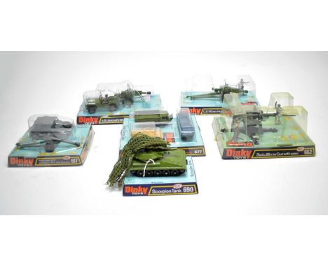 A collection of Dinky Toys diecast military models, including: Task Force Set, 677; Volkswagen KDF and 50mm PAK Anti-Tank gun