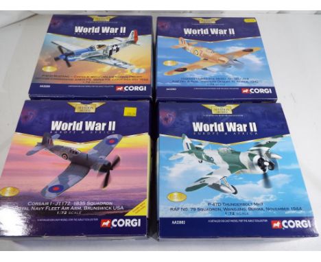 Corgi Aviation Archive - four 1:72 scale model diecast aeroplanes, World War Two, Europe and Africa, # AA32003, AA32005, AA33