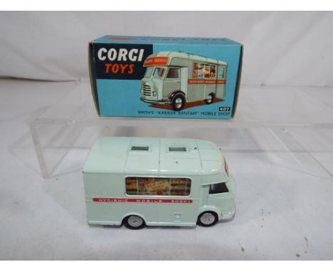 Corgi Toys - a Corgi diecast Smith's Karrier Bantam mobile shop # 407, boxed (vehicle in excellent condition, base re-painted