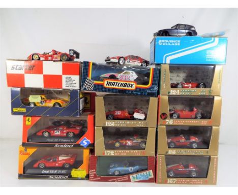 Solido, Brumm and others - fourteen 1:43 scale diecast Ferraris in original boxes, boxes e to nm (one has crack on outside), 