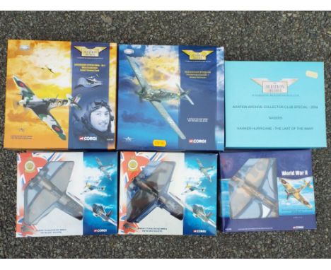 Corgi - Six diecast aeroplanes in original boxes, all 1:72 scale comprising AA31907, AA32101, AA32005, AA31902, 49004 and 491