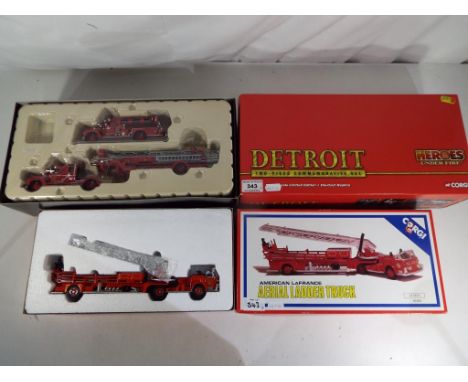 Corgi - Two Corgi fire engine sets comprising # US99150 a Corgi Heroes Under Fire Detroit Two Piece Commemorative Set in 1:50