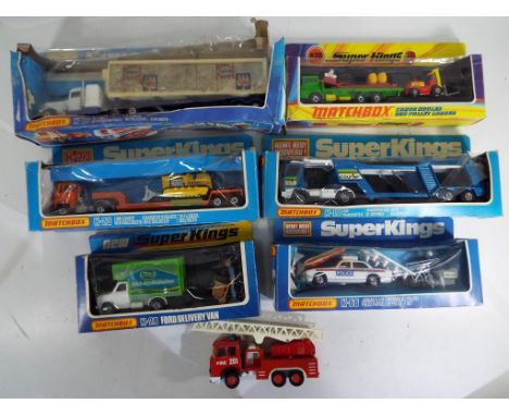 Matchbox - Seven predominantly boxed diecast model motor vehicles from the Matchbox Superkings series to include K-29 Ford Va