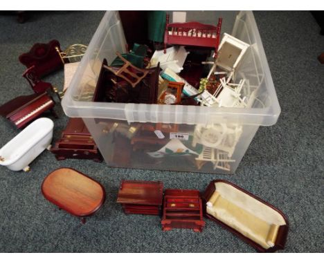 Doll's House Furniture - A large quantity of predominantly wooden good quality doll's house furniture to include bedroom suit