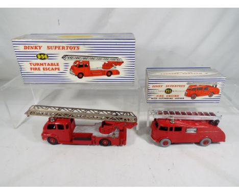 Dinky Supertoys - a Dinky diecast 956 Turntable Fire Escape and a Dinky diecast Fire Engine with extending ladder 955 (both v
