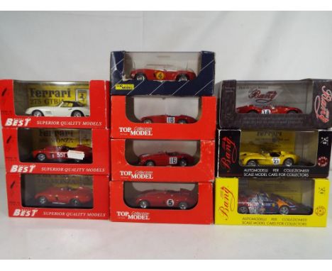 TMC, Best and Bang - ten 1:43 scale diecast Ferraris in original boxes comprising TMC140, TMC137, TMC002, TMC035, 9044, 9058,