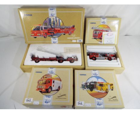 Corgi - Four limited edition Corgi Classic Fire Vehicles from Corgi sets to include # 97321 American La France Aerial Ladder 