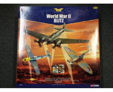 Corgi - One boxed 1:72 scale diecast aeroplane a Heinkel HE111H-3 Messerschmitt, the set is a three plane set reference numbe