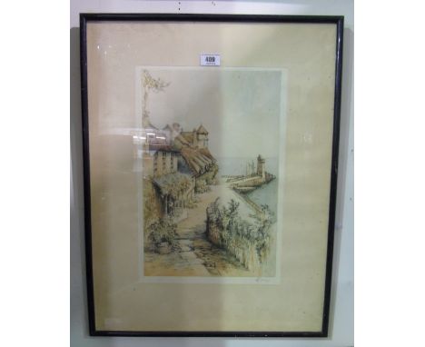An Limited Edition Print of Lynmouth by R.H Smallridge, signed on the mount in pencil.