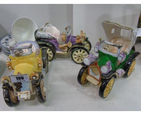 Three Porcelain China Vintage Cars.