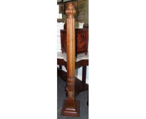 A 19th Century Mahogany Reeded Torchere Stand; converted to a standard lamp.