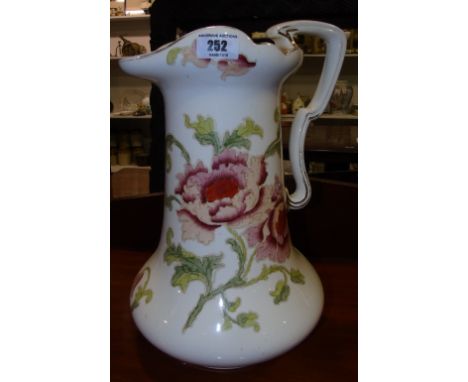 A Large Ceramic Wash Jug; with floral decoration.