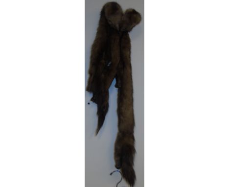 A Vintage Fur Stole With Heads And Tails.