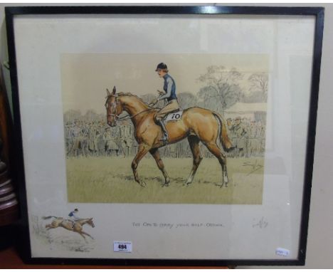 Charles Johnson Payne "Snaffles" (British 1884-1967), signed and stamped print 'The One to Carry Your Half-Crown',  signed in