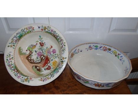 A Large Copeland Late Spode Basin, and a similar Mason's Example (the Masons bowl a/f)(2).