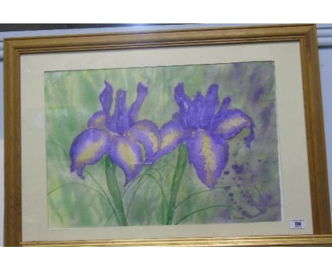 M. Kavanagh, Watercolour - Purple Iris. Signed 38.5 x 56cm.
