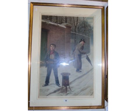 A 1906 Pears Print 'The Snowball, Guilty or Not Guilty'.  Framed & glazed,76 x 49cm.