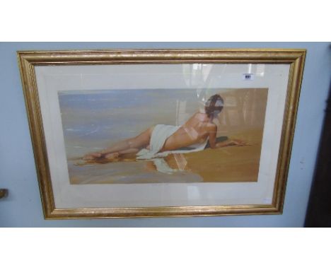 A Coloured Print "The Tide is Out"; titled in pencil
