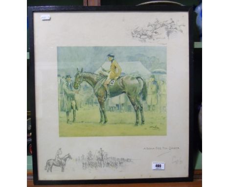 Charles Johnson Payne "Snaffles" (British 1884-1967), signed and stamped print 'A Bona Fide Fox Chaser', signed in pencil, bl