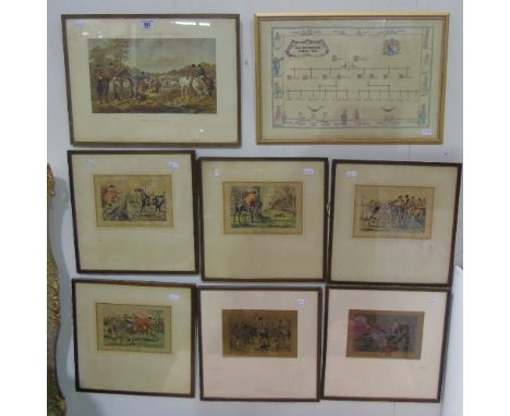 Six Humorous Hunting Prints; along with two others.